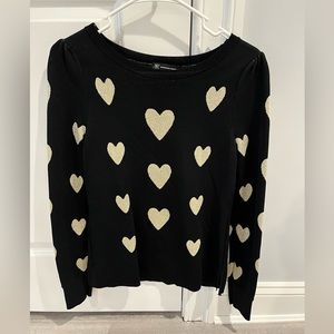 INC Gold and Black Heart Sweater